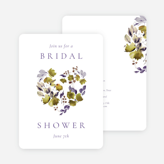 Lavender Laurels Bridal Shower Invitations - White