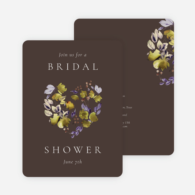 Lavender Laurels Bridal Shower Invitations - Brown