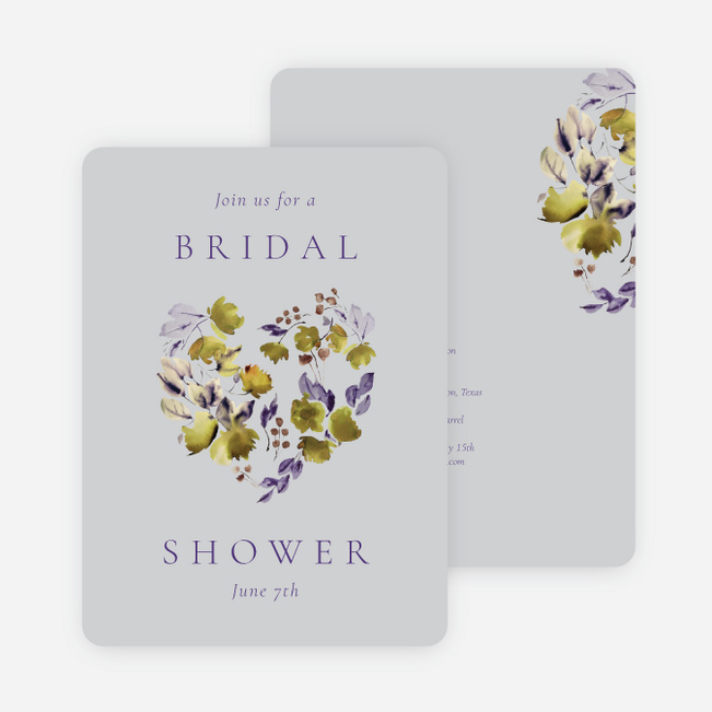 Lavender Laurels Bridal Shower Invitations - Gray
