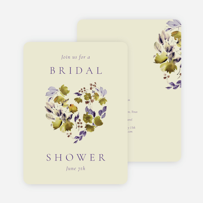 Lavender Laurels Bridal Shower Invitations - Yellow