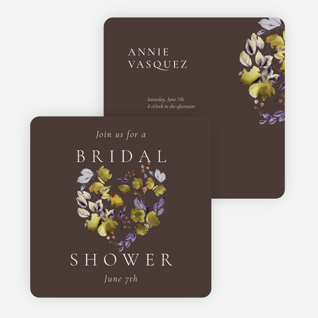 Lavender Laurels Bridal Shower Invitations - Brown