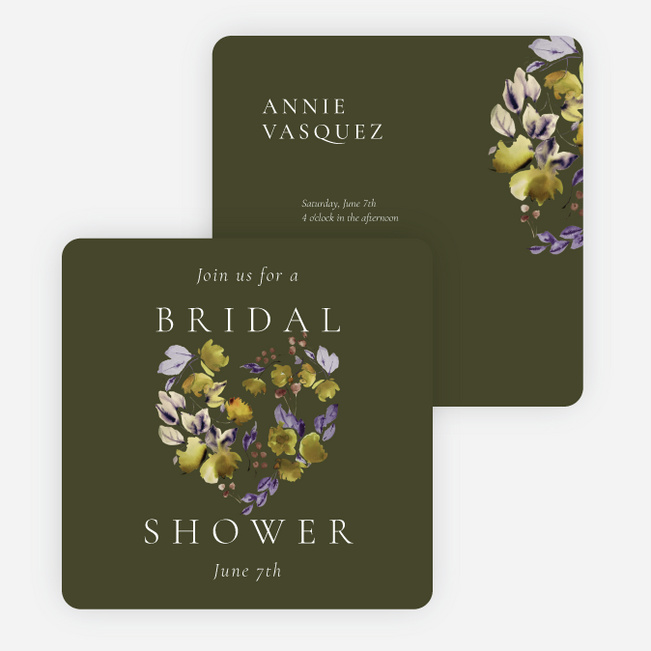 Lavender Laurels Bridal Shower Invitations - Green
