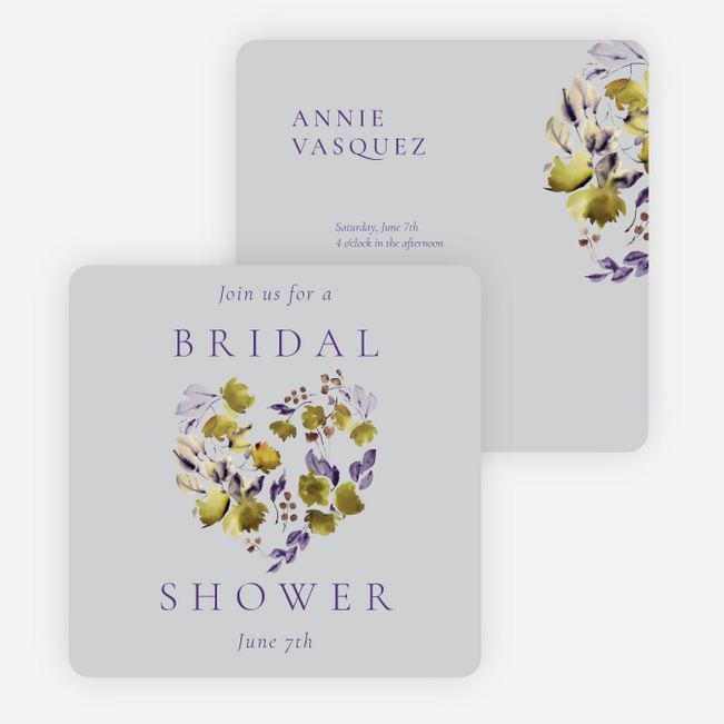 Lavender Laurels Bridal Shower Invitations - Gray