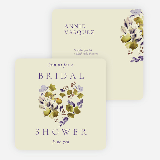 Lavender Laurels Bridal Shower Invitations - Yellow
