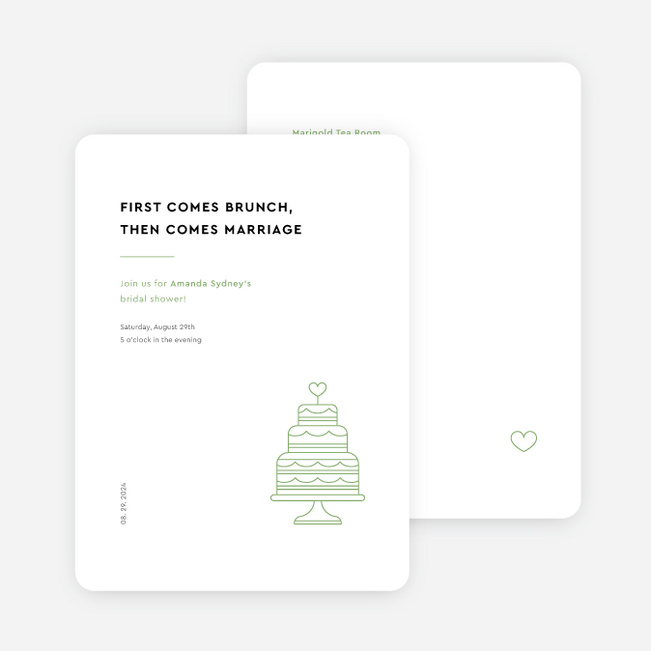 Minimalist Soiree Bridal Shower Invitations - Green