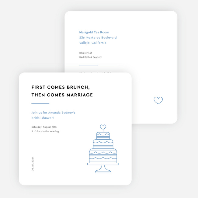 Minimalist Soiree Bridal Shower Invitations - Blue