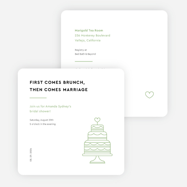 Minimalist Soiree Bridal Shower Invitations - Green