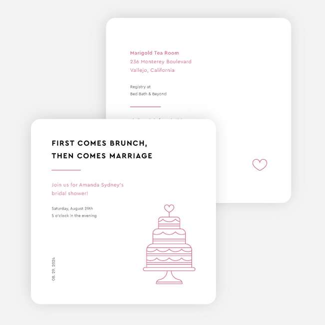 Minimalist Soiree Bridal Shower Invitations - Pink