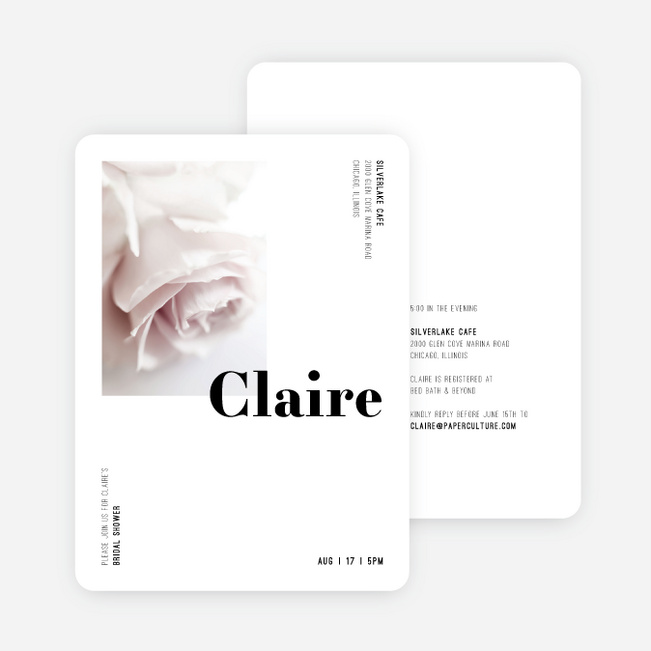 Royal Rose Bridal Shower Invitations - White