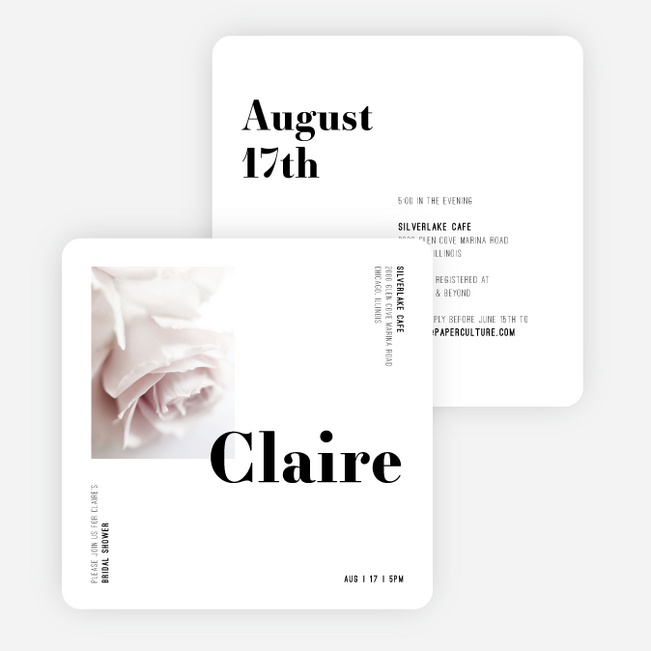 Royal Rose Bridal Shower Invitations - White