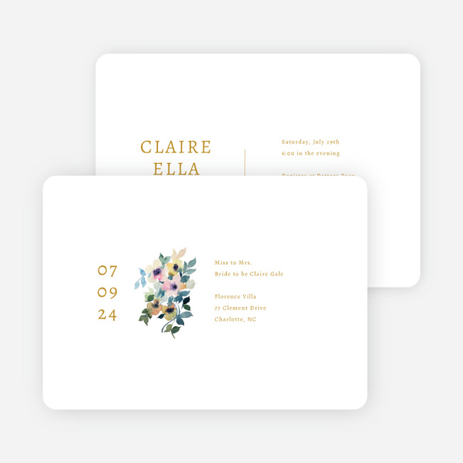 Simplistic Bouquet Bridal Shower Invitations - Yellow