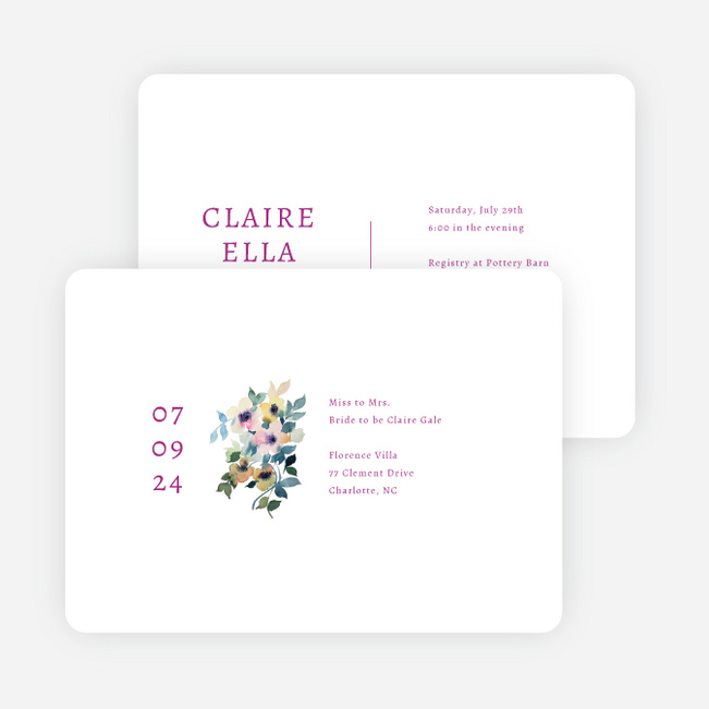 Simplistic Bouquet Bridal Shower Invitations - Pink