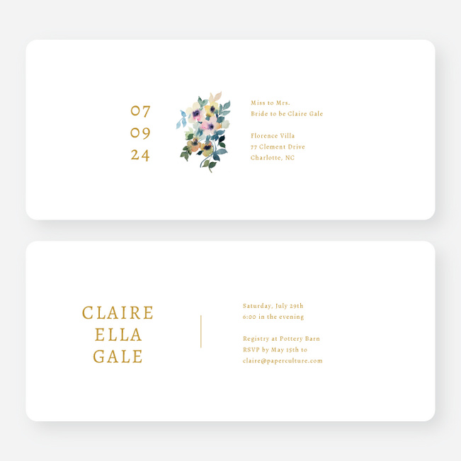 Simplistic Bouquet Bridal Shower Invitations - Yellow