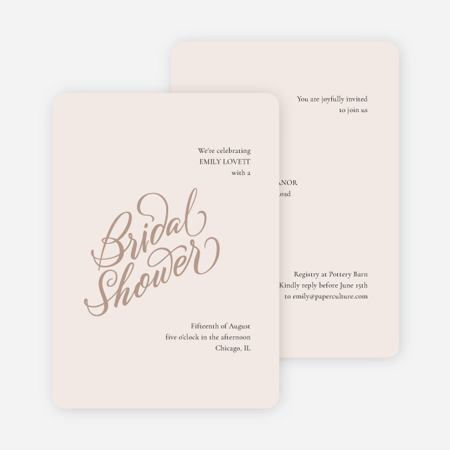 Softly Swept Bridal Shower Invitations - Beige