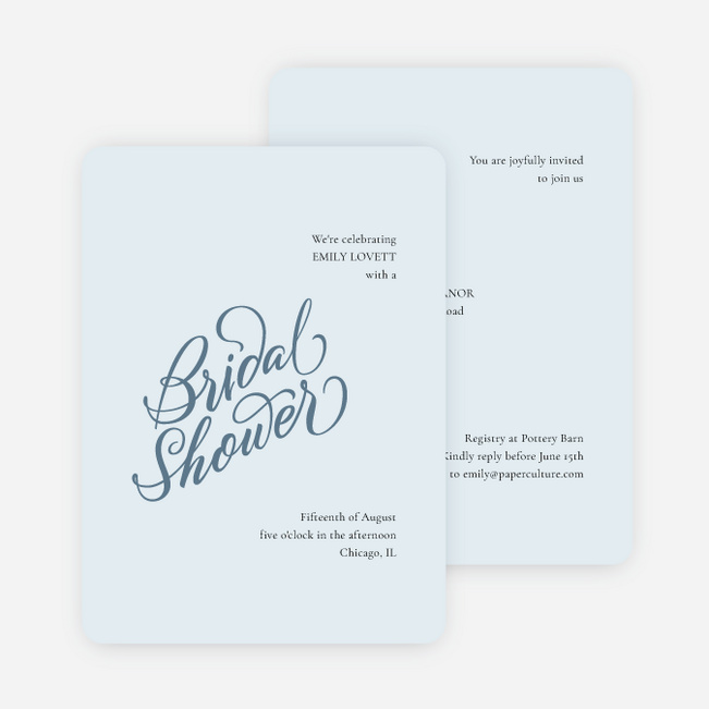 Softly Swept Bridal Shower Invitations - Blue