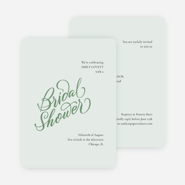 Softly Swept Bridal Shower Invitations - Green