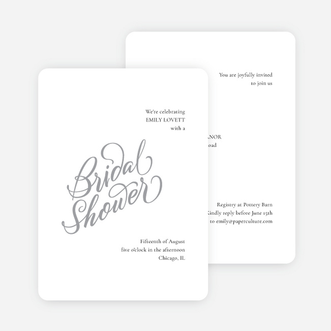 Softly Swept Bridal Shower Invitations - Gray