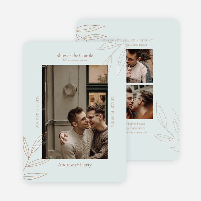 Stenciled Accent Bridal Shower Invitations - Blue