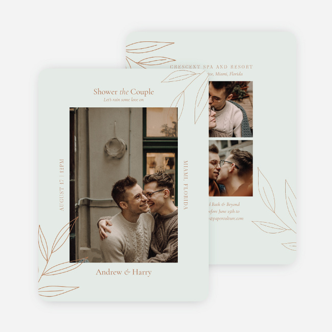 Stenciled Accent Bridal Shower Invitations - Green