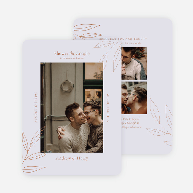 Stenciled Accent Bridal Shower Invitations - Purple