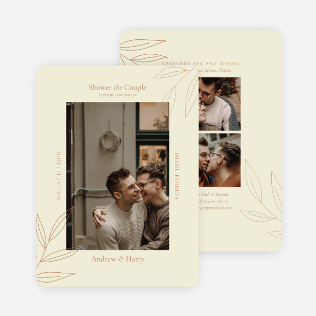 Stenciled Accent Bridal Shower Invitations - Yellow