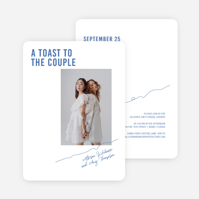 Toe the Line Bridal Shower Invitations - Blue