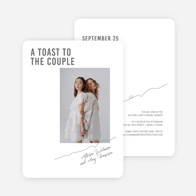 Toe the Line Bridal Shower Invitations - Gray