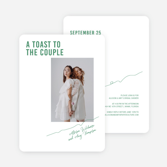 Toe the Line Bridal Shower Invitations - Green