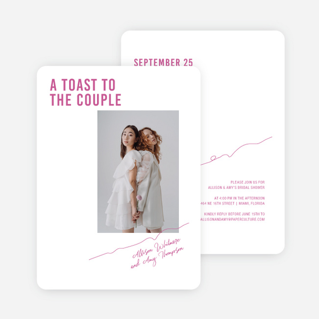 Toe the Line Bridal Shower Invitations - Pink