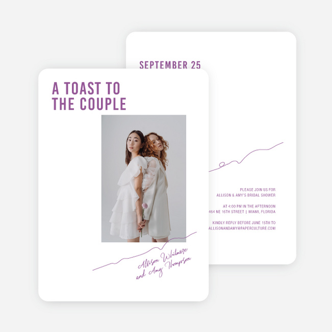 Toe the Line Bridal Shower Invitations - Purple