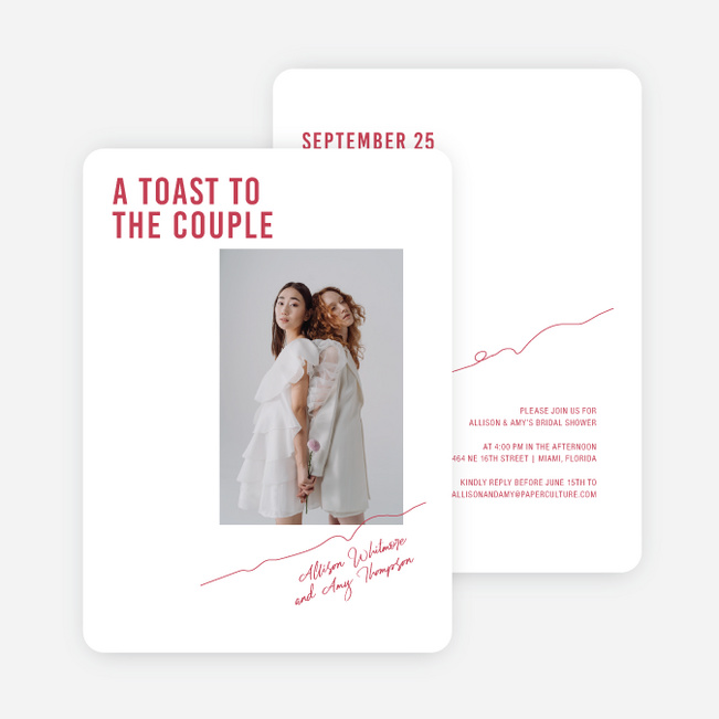 Toe the Line Bridal Shower Invitations - Red