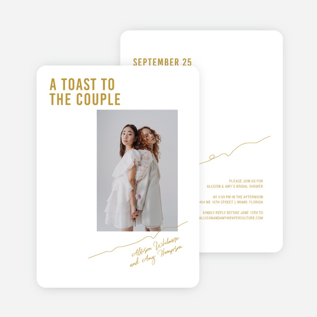 Toe the Line Bridal Shower Invitations - Yellow