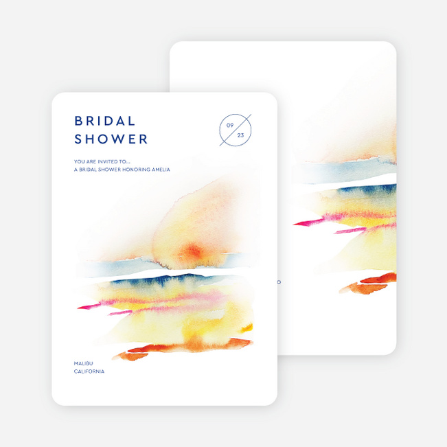 Watercolor Sunset Bridal Shower Invitations - White