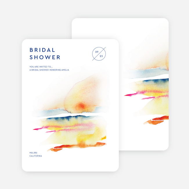 Watercolor Sunset Bridal Shower Invitations - White