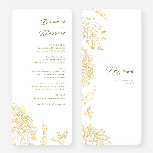 Celebration Blossoms Wedding Menus - Yellow
