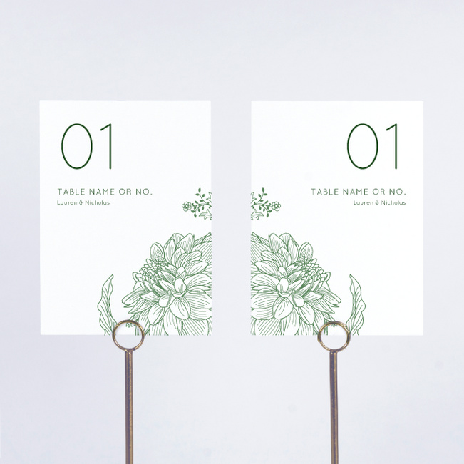Celebration Blossoms Wedding Table Cards - Green