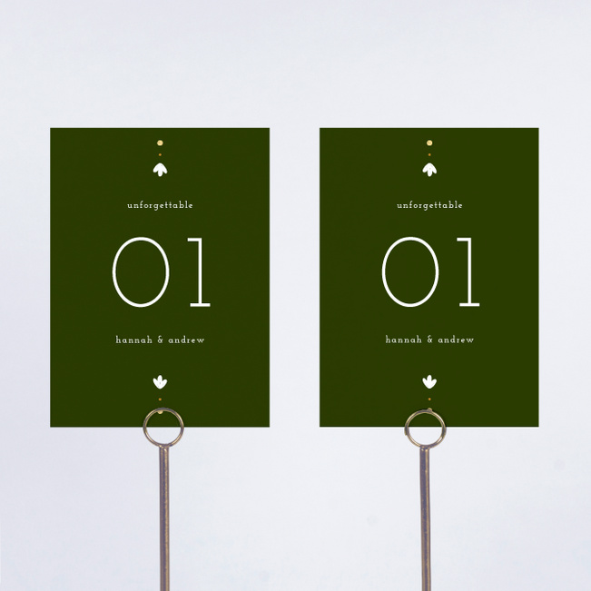 Floral Ring Wedding Table Cards - Green