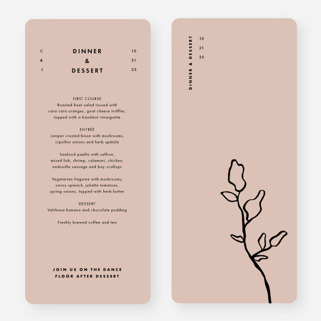 Lasting Love Wedding Menus - Brown