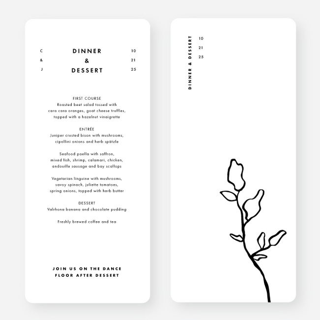 Lasting Love Wedding Menus - White