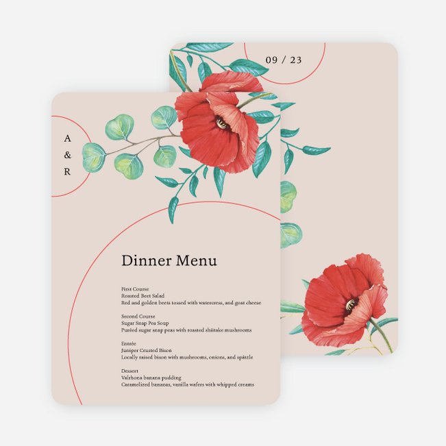 Love Flourishes Wedding Menus - Red