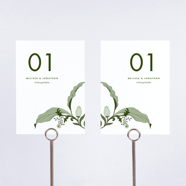 Romantic Simplicity Wedding Table Cards - Green