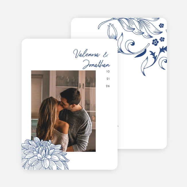 Spring Bloom Save the Date Cards - Blue