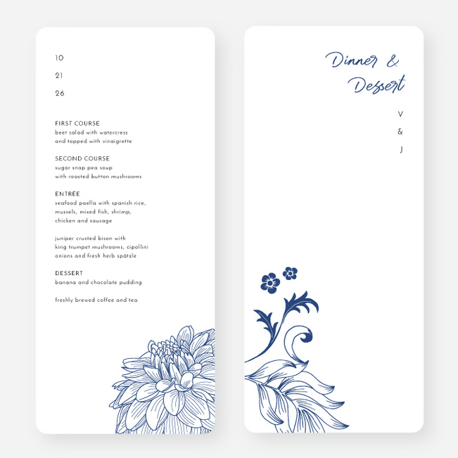 Spring Bloom Wedding Menus - Blue