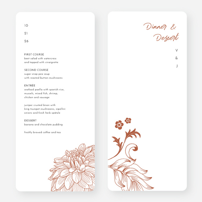 Spring Bloom Wedding Menus - Orange