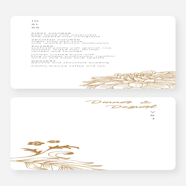 Spring Bloom Wedding Menus - Yellow