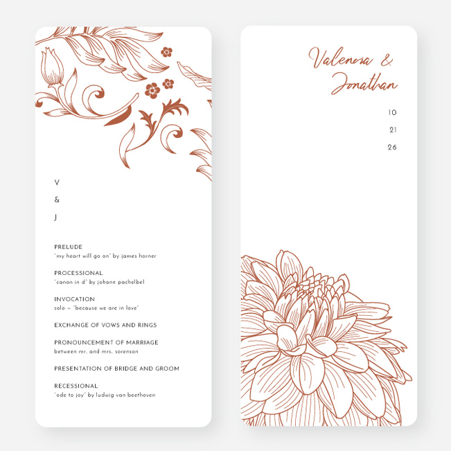 Spring Bloom Wedding Programs - Orange