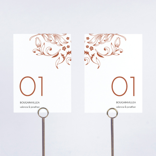 Spring Bloom Wedding Table Cards - Orange