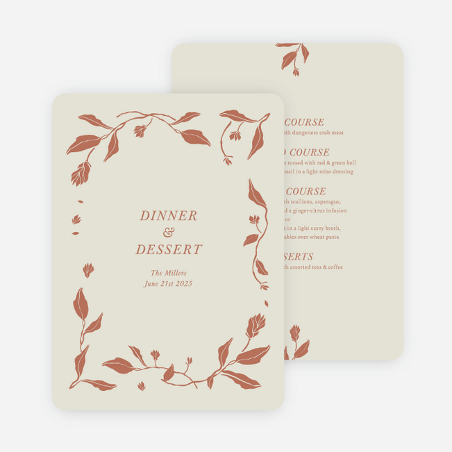 Stemming From Love Wedding Menus - Orange