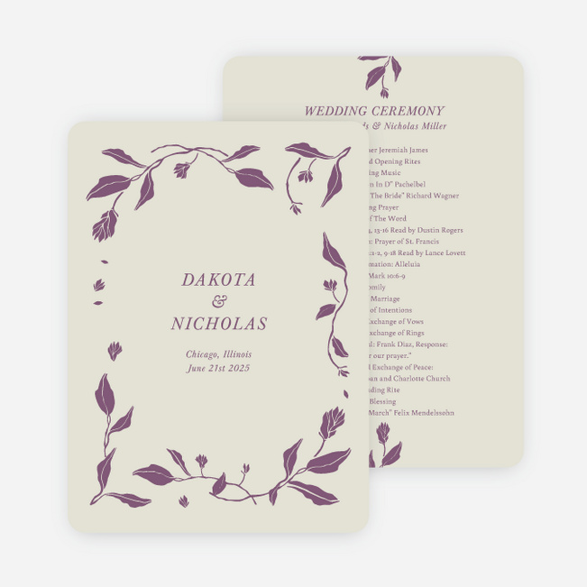 Stemming From Love Wedding Programs - Purple
