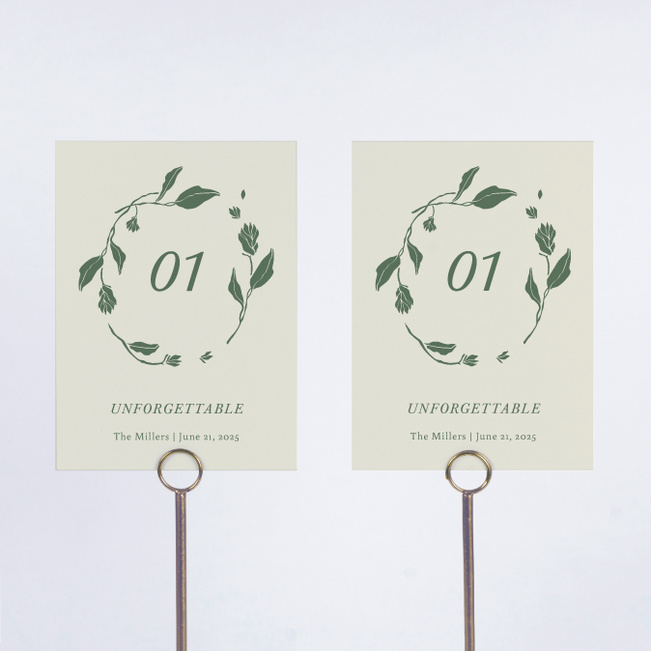 Stemming From Love Wedding Table Cards - Green
